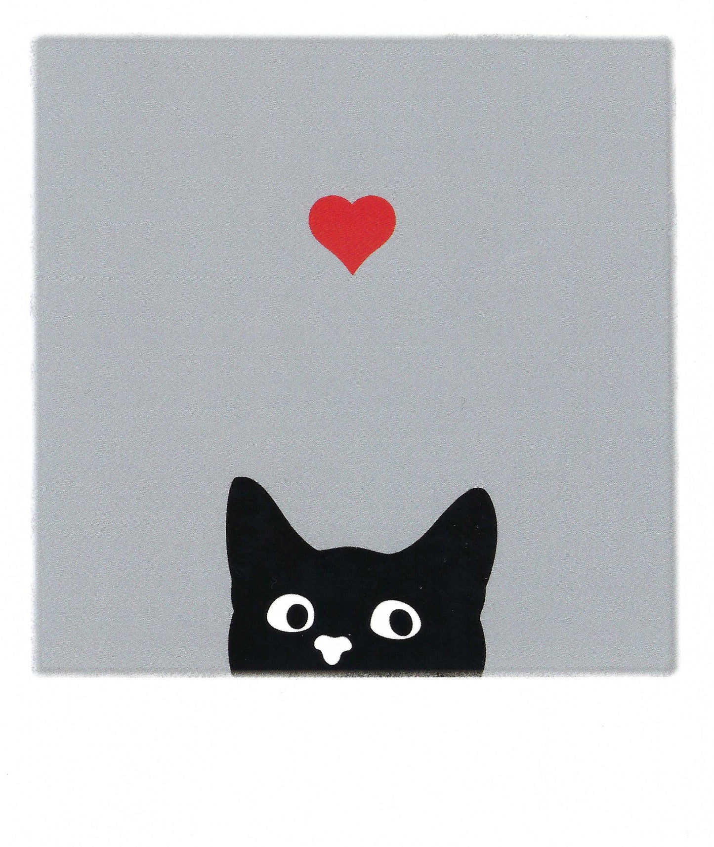 Pola Card -Black Cat - Heart - Postcard