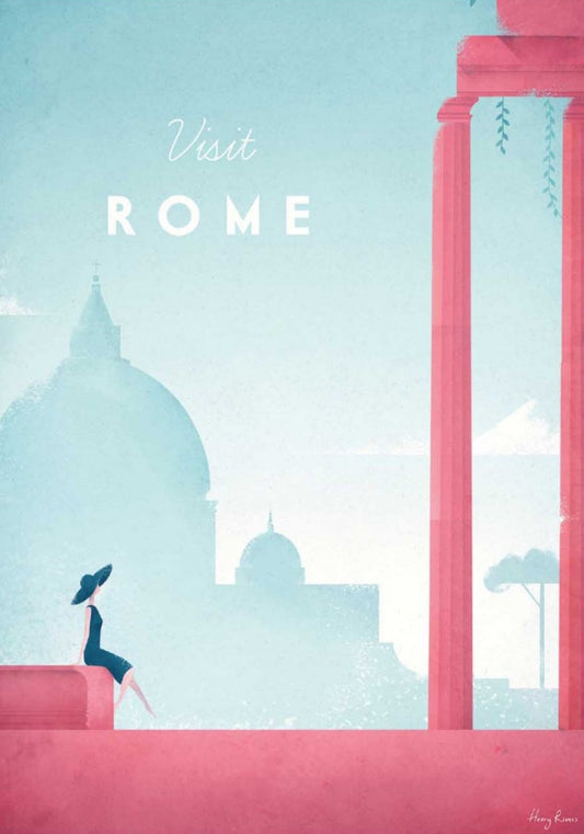Visit Rome Travel Postcard Illustrated by Henry Rivers