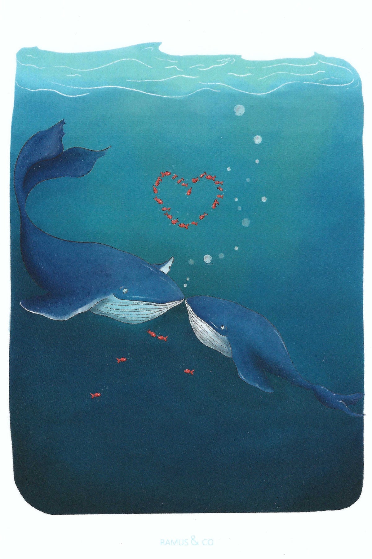 Whales in Love Postcard by Ramus & Company