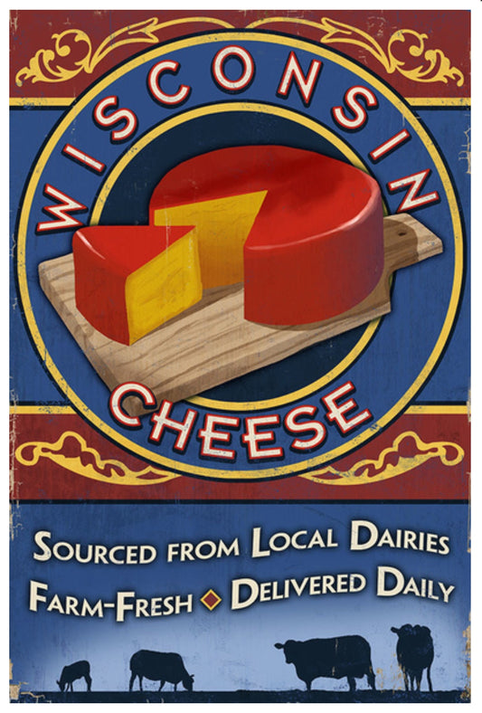 Lantern Press Vintage-style advertisement postcard for Wisconsin Cheese