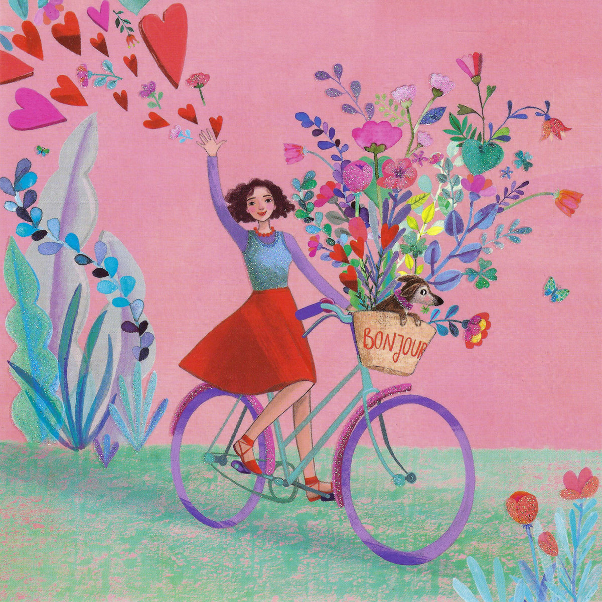 Woman on Bicycle Postcard by Mila Marquis - Edition Gollong 