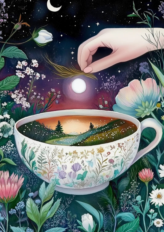 Wonders in a Teacup Postcard by Fripperies