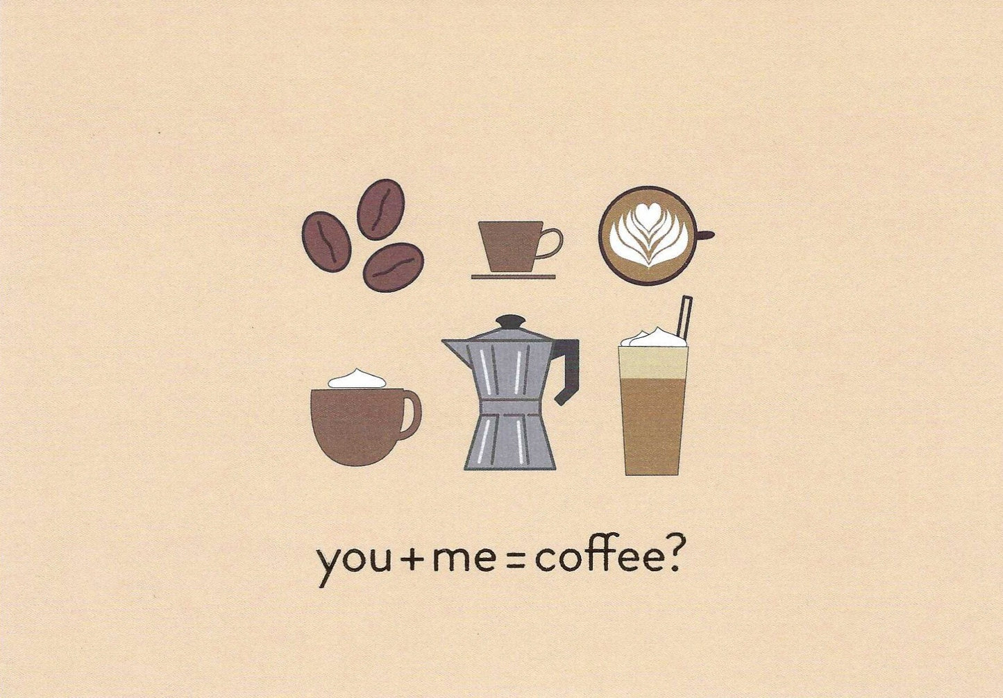You + Me = Coffee Postcard by Nobis Design Postcard with foil details